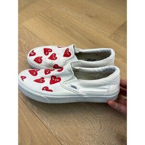 CDG Vans Slip On Heart Shoes W 7.5 M 6 HTF